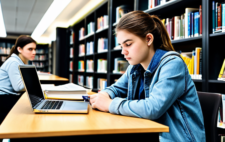 공공관리사 시험 대비를 위한 학습 전략 - Motivated Study Session**

A student in a well-lit, modern library, fully clothed in casual but mode...