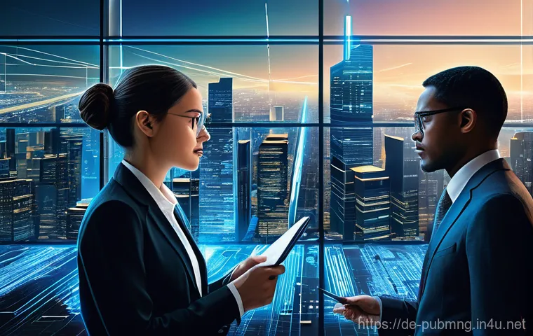 공공관리사 직무에서의 윤리적 문제와 해결 방법 - **Prompt 1: Algorithmic Justice with Human Oversight**
    An intricate, futuristic cityscape repres...