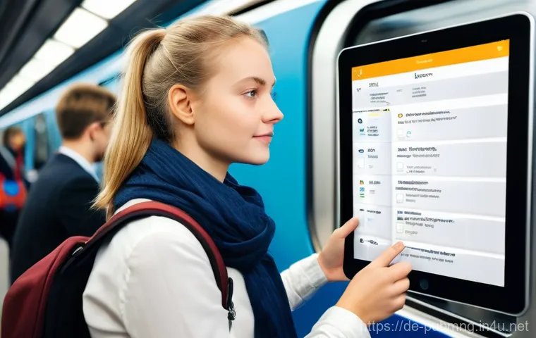 공공관리사 필기시험 준비에 도움이 되는 앱 - **Prompt 1: Mobile Learning on the Go in Germany**
    "A young German woman, aged 25-30, with a foc...