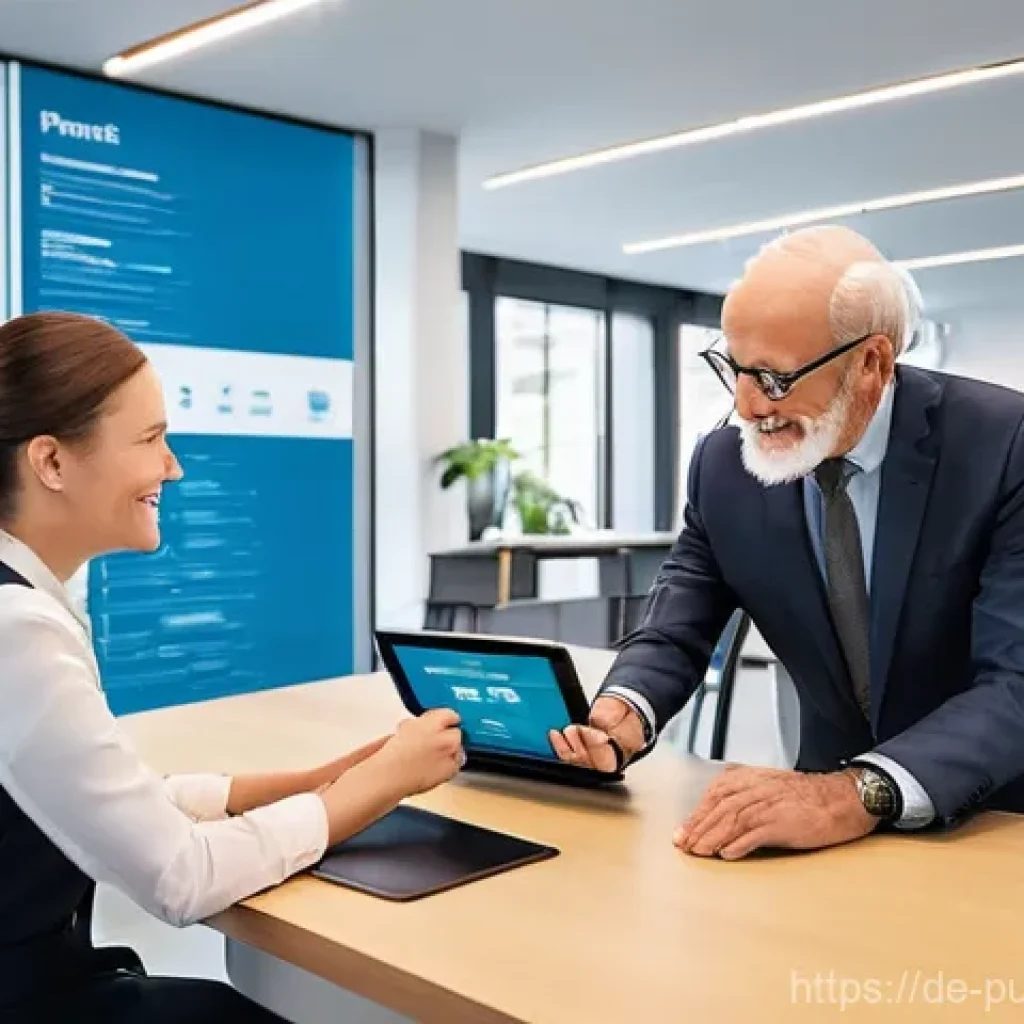 공공관리사 직무에서의 성공 사례와 교훈 - **Digital Transformation at the German Bürgeramt:**
    "A vibrant, modern scene inside a renovated ...