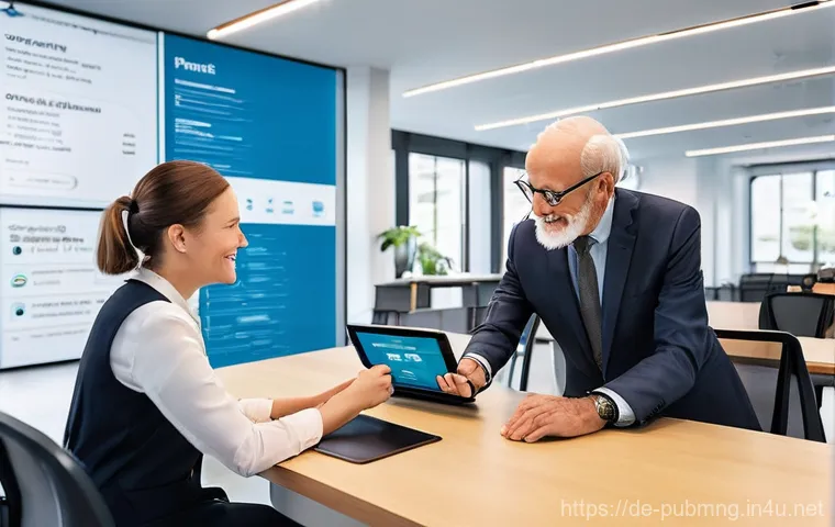 공공관리사 직무에서의 성공 사례와 교훈 - **Digital Transformation at the German Bürgeramt:**
"A vibrant, modern scene inside a renovated ...