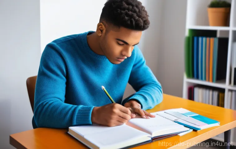 공공관리사 필기시험 대비를 위한 시간 관리 전략 - **Prompt:** A young adult, looking focused and determined, sitting at a meticulously organized study...