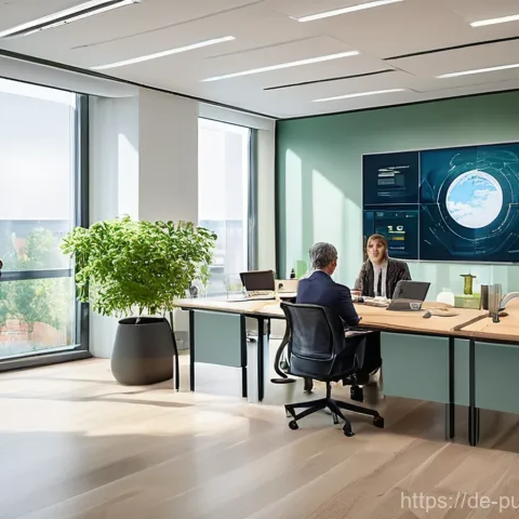 공공관리사 직무와 공공정책의 연관성 이해 - **"Bringing Climate Policy to Life"**: A dynamic and bright image of a modern German public administ...