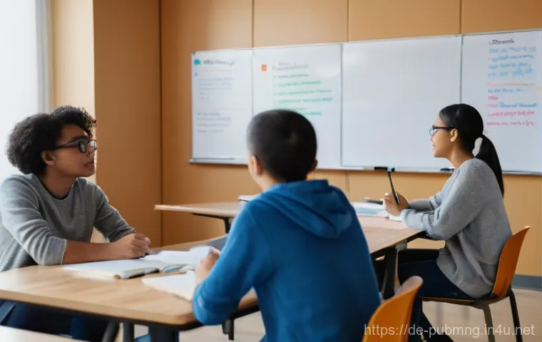 공공관리사 시험 준비 과정에서 자주 하는 실수 - **Prompt:** "A diverse group of young adults, around 20-30 years old, actively engaged in a collabor...