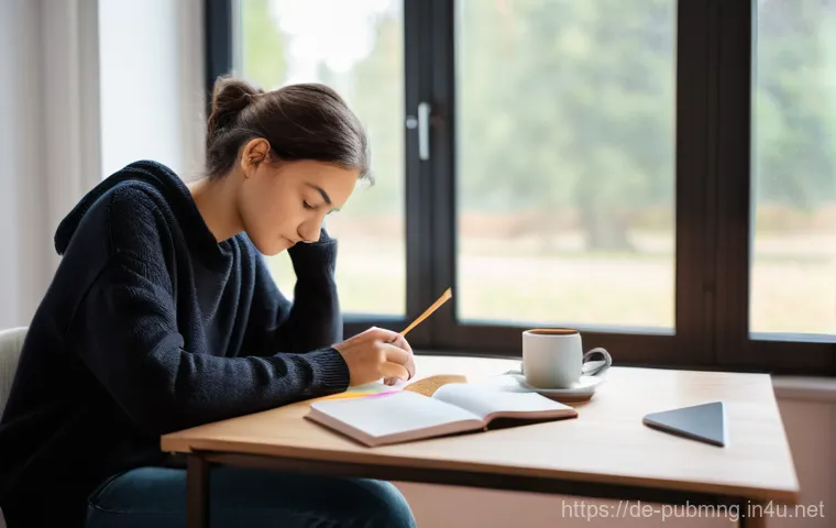 공공관리사 실기시험 준비 과정 공유 - **Prompt:** A young adult, around 25-35 years old, of German ethnicity, sits at a clean, well-lit de...