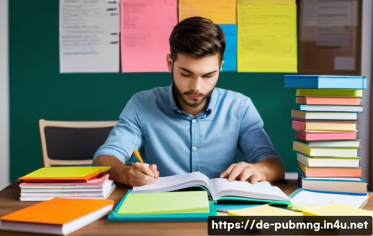 공공관리사 시험 준비 시 자주 묻는 질문 - **From Overwhelmed to Organized: The Study Journey**
    A realistic, high-definition image depictin...