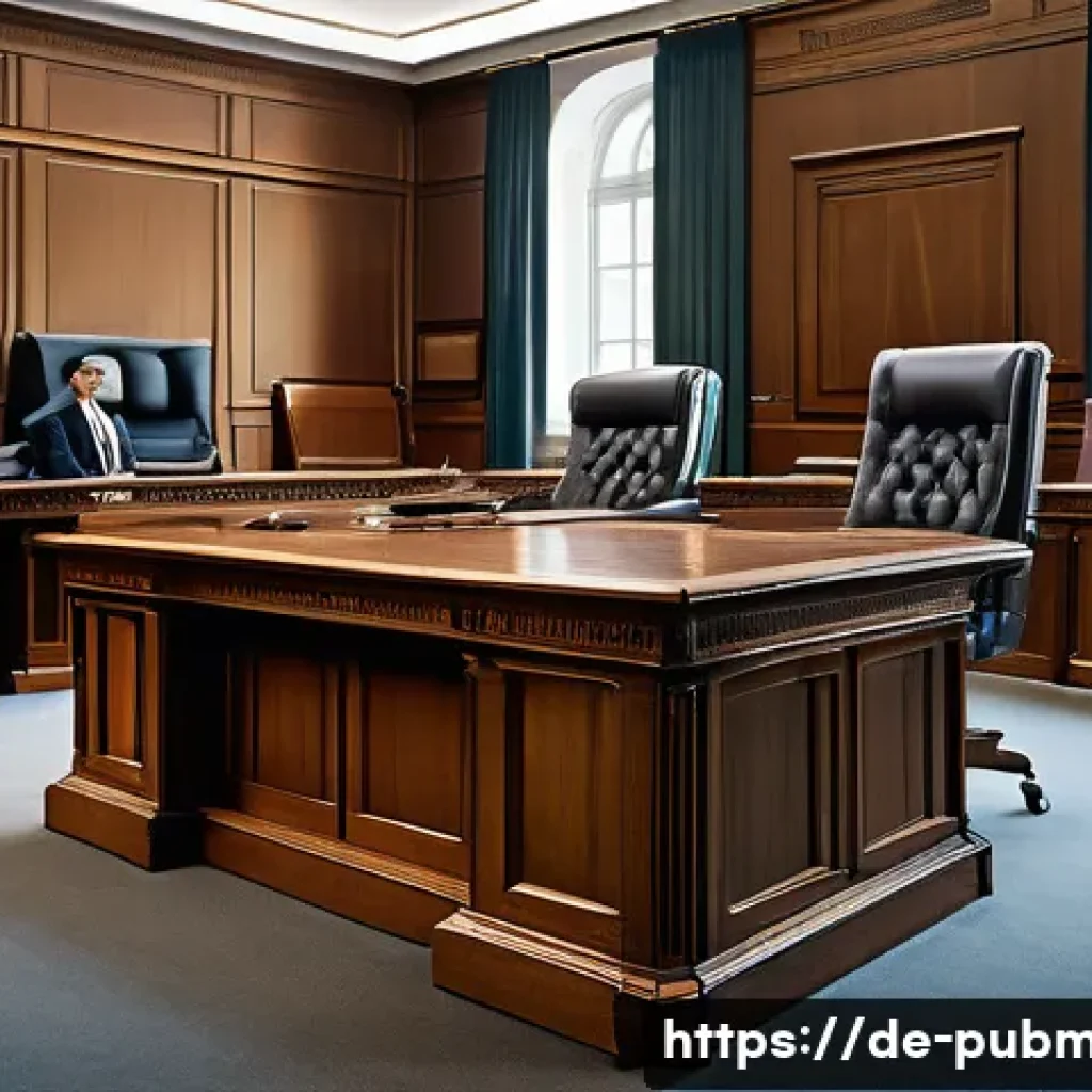 공공관리사 필기시험에서 자주 출제되는 주제 - A detailed, professional office scene illustrating the principle of separation of powers in German p...