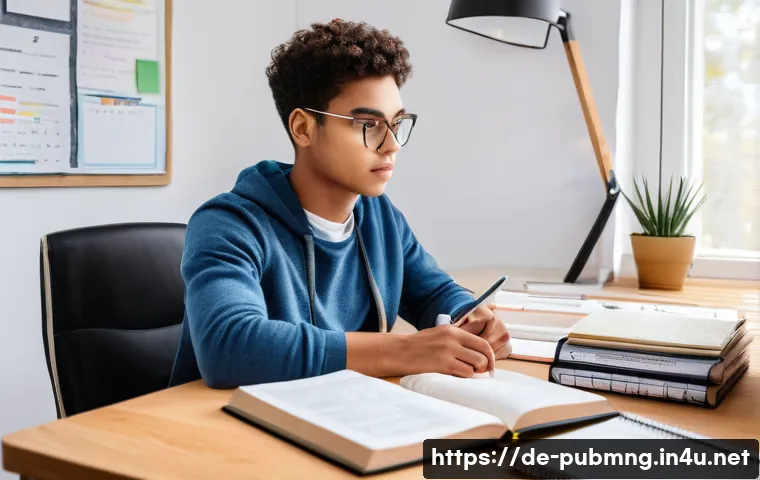 공공관리사 시험 준비를 위한 필수 자료 - A modern study setting focused on Public Management exam preparation: a young adult student of Germa...