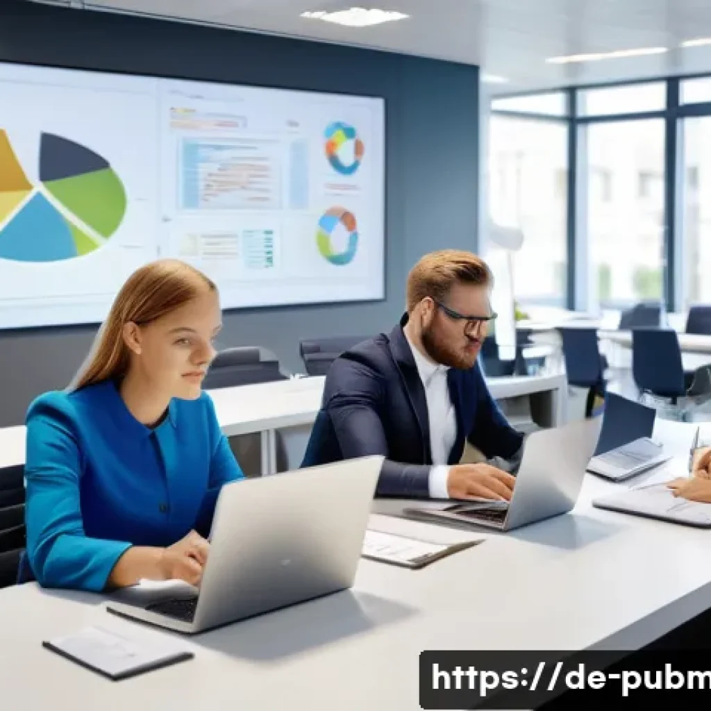 공공관리사 자격증 취득 후 새로운 도전 - A professional German public administration office scene showing a diverse group of administrative s...