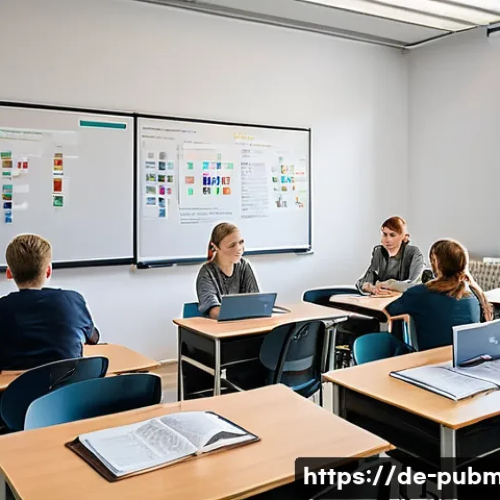 공공관리사 시험 과목별 문제 유형 분석 - A detailed classroom scene in a modern German vocational school setting, focused on public administr...