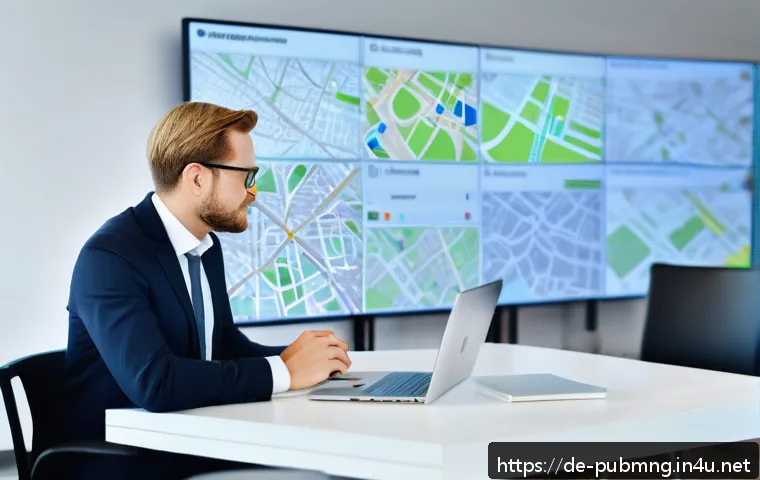 공공관리사 자격증으로 확장 가능한 직무 영역 - A modern public manager in a sleek office setting, engaging in digital transformation projects for a...