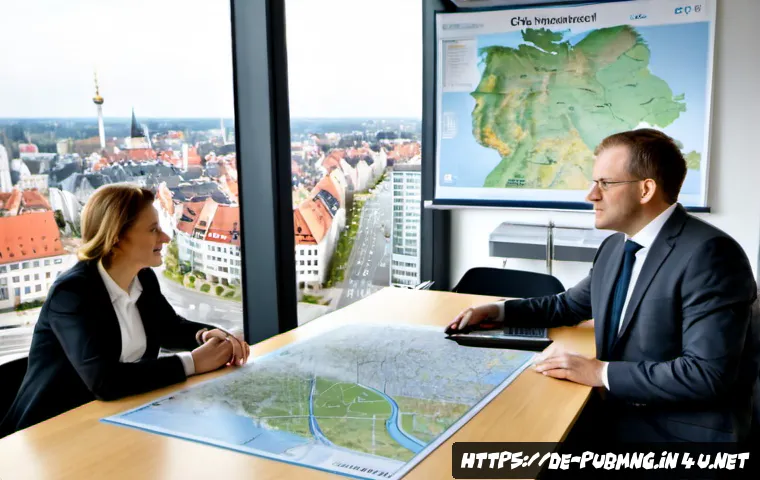 Home 30 공공관리사와 관련된 최신 연구 주제 - Photorealistic modern municipal management research scene in Germany, a diverse team of public admin...