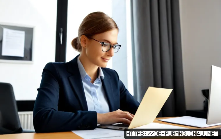 공공관리사 취업 시 추천하는 이력서 작성법 - Photorealistic German public administration job applicant in a neat home office, tailoring a clean p...