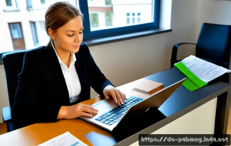 Home 17 공공관리사 취업 준비 시 참고해야 할 사이트 - Photorealistic home-office scene of a German public administration job seeker in smart casual attire...