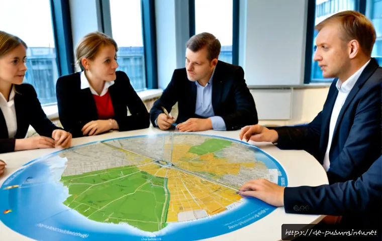 공공관리사와 관련된 국제 협력 사례와 교훈 - Photorealistic international public administration cooperation workshop in a modern Berlin municipal...